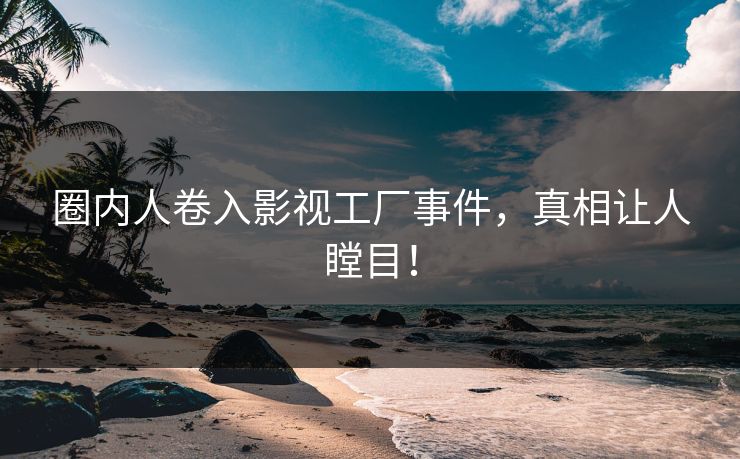 圈内人卷入影视工厂事件，真相让人瞠目！