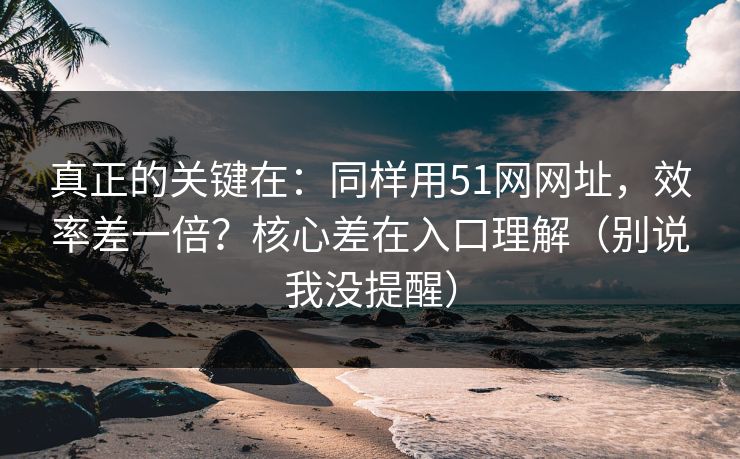 真正的关键在：同样用51网网址，效率差一倍？核心差在入口理解（别说我没提醒）
