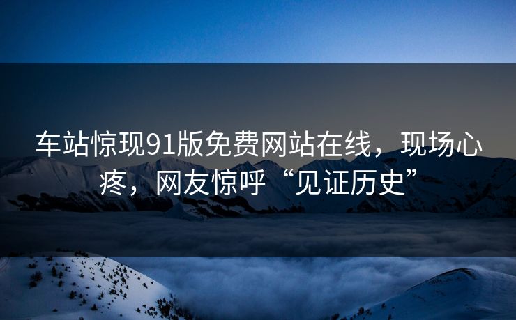车站惊现91版免费网站在线，现场心疼，网友惊呼“见证历史”