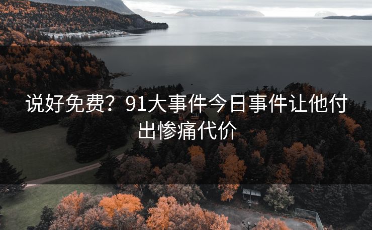 说好免费？91大事件今日事件让他付出惨痛代价