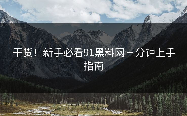 干货！新手必看91黑料网三分钟上手指南