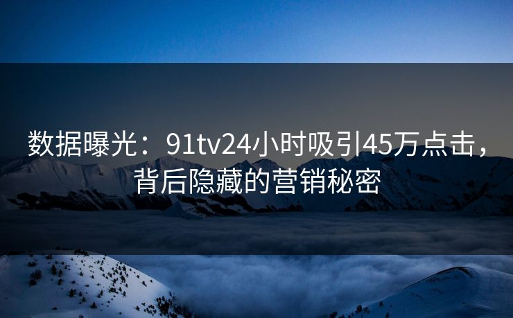 数据曝光：91tv24小时吸引45万点击，背后隐藏的营销秘密