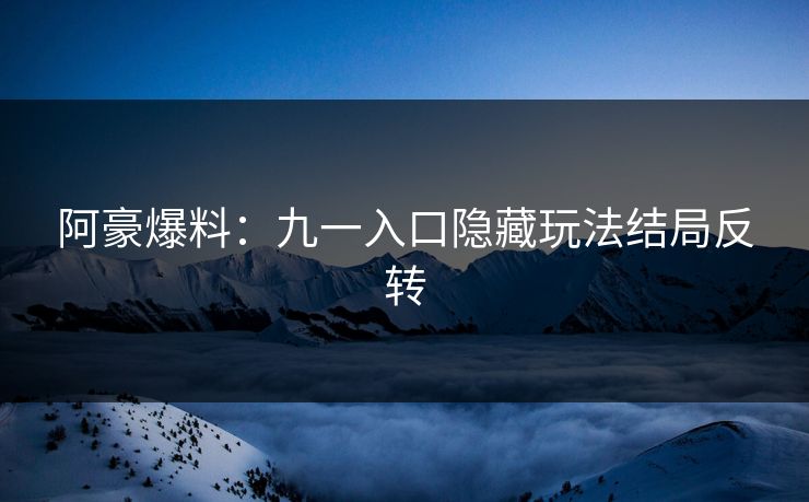 阿豪爆料：九一入口隐藏玩法结局反转