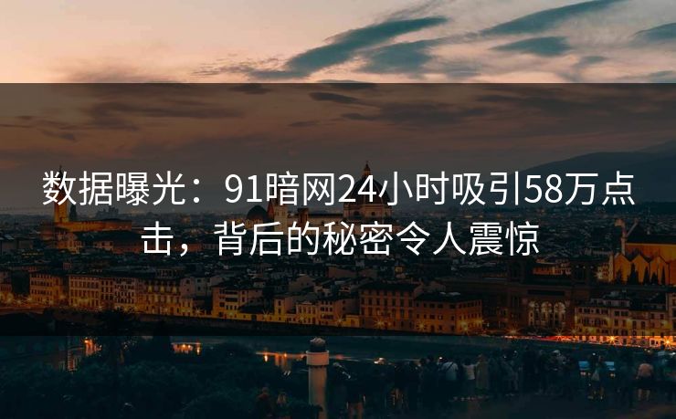数据曝光：91暗网24小时吸引58万点击，背后的秘密令人震惊