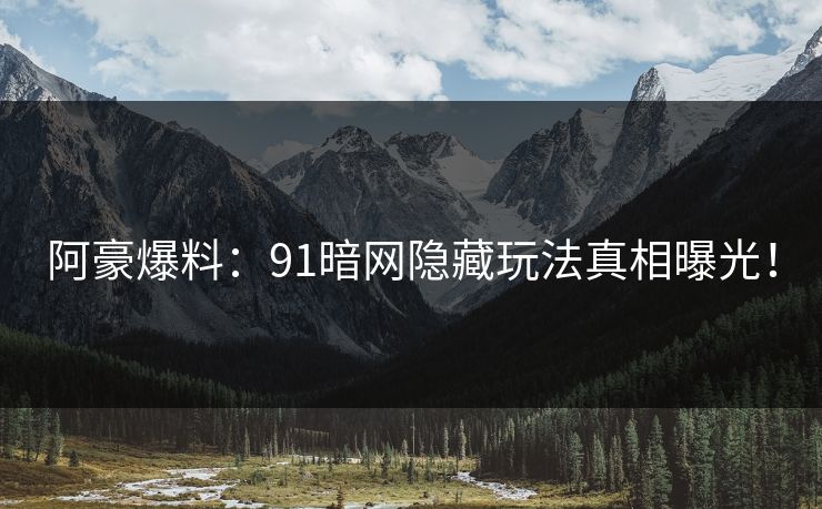 阿豪爆料：91暗网隐藏玩法真相曝光！