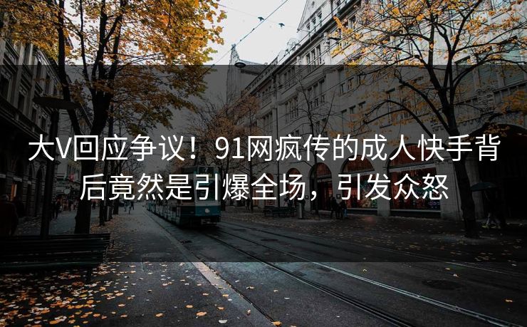 大V回应争议！91网疯传的成人快手背后竟然是引爆全场，引发众怒
