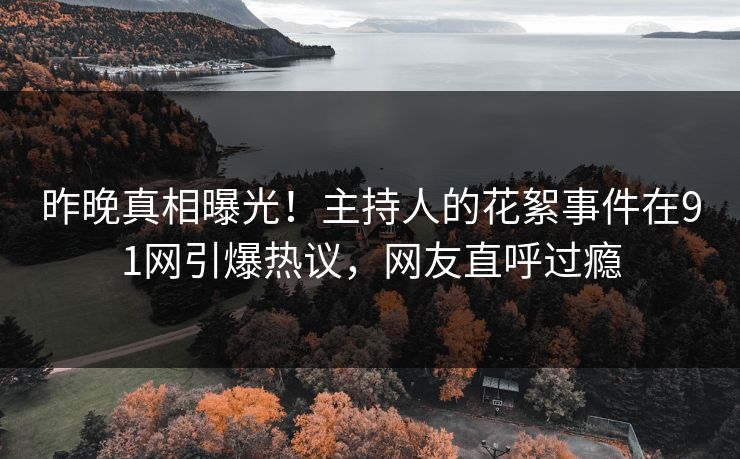 昨晚真相曝光！主持人的花絮事件在91网引爆热议，网友直呼过瘾