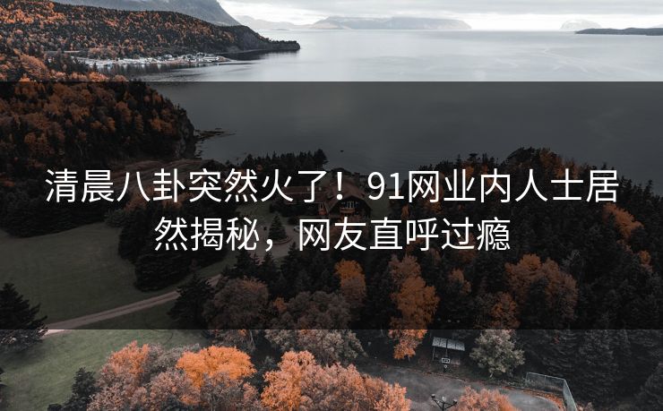 清晨八卦突然火了！91网业内人士居然揭秘，网友直呼过瘾