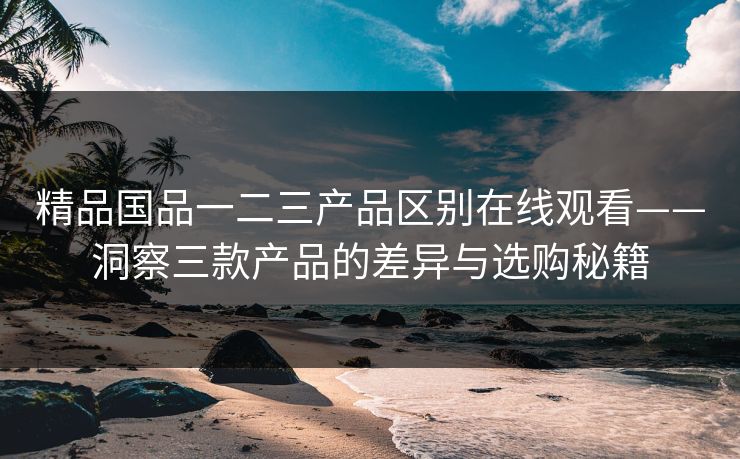 精品国品一二三产品区别在线观看——洞察三款产品的差异与选购秘籍