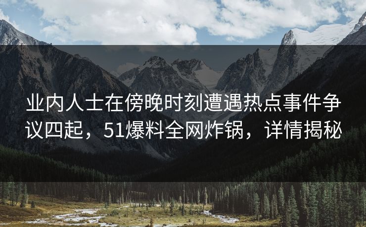 业内人士在傍晚时刻遭遇热点事件争议四起，51爆料全网炸锅，详情揭秘