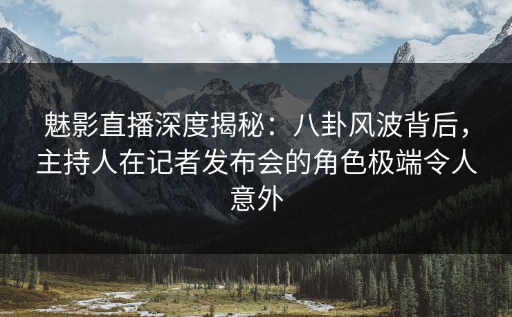 魅影直播深度揭秘：八卦风波背后，主持人在记者发布会的角色极端令人意外