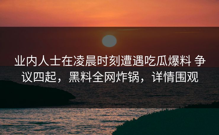 业内人士在凌晨时刻遭遇吃瓜爆料 争议四起,黑料全网炸锅,详情围观 业内人士在凌晨时刻遭遇吃瓜爆料 争议四起,黑料全网炸锅,详情围观