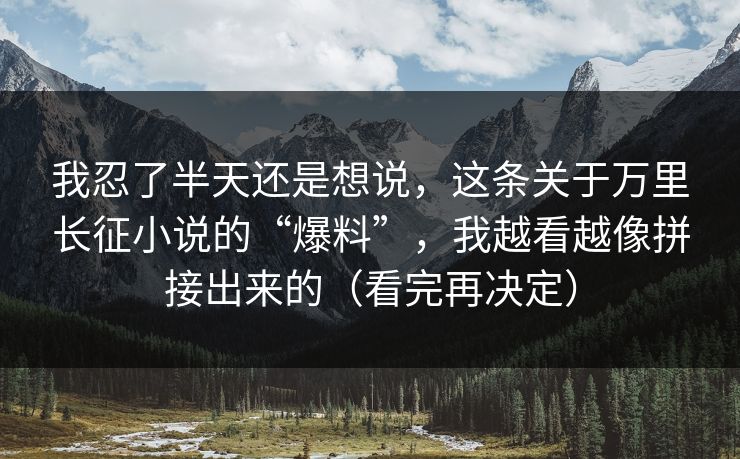 我忍了半天还是想说，这条关于万里长征小说的“爆料”，我越看越像拼接出来的（看完再决定）