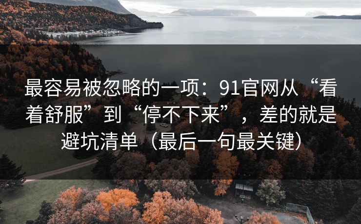 最容易被忽略的一项：91官网从“看着舒服”到“停不下来”，差的就是避坑清单（最后一句最关键）